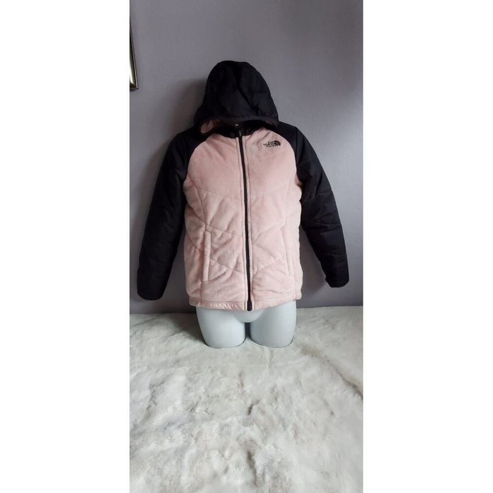 The North Face Puffer Jacket Girls Large 10/12 Gray Pink  Reversible